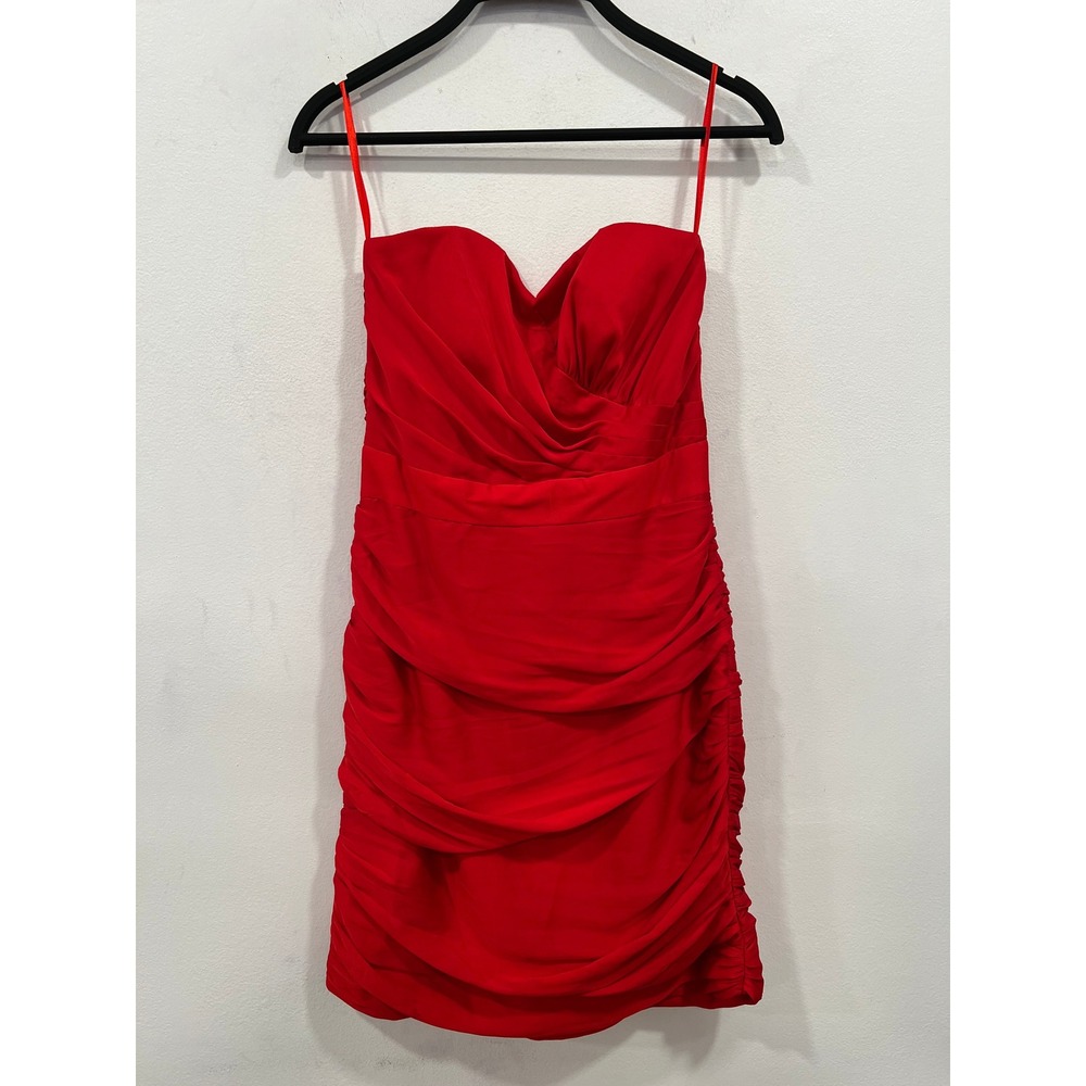 H&M Womens Party Mini Dress Red Strapless Ruched Sweetheart Valentine SZ 6 NWT